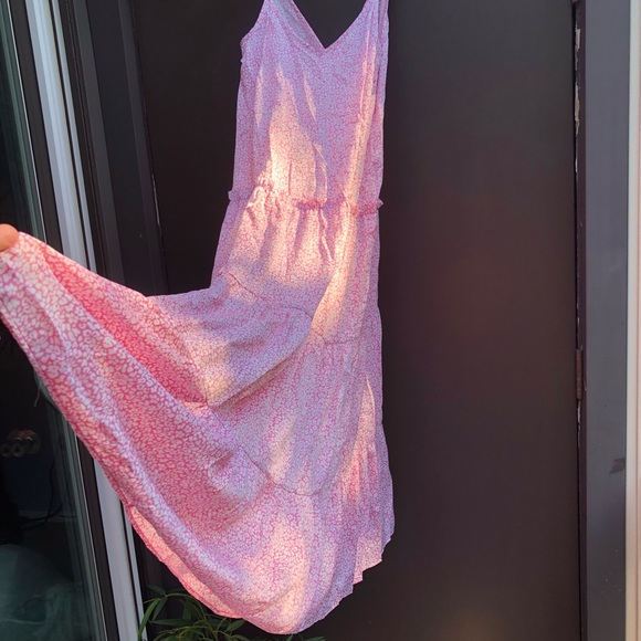 Pink Floral Satin Slip Midi Dress Size 12 - Picture 1 of 11